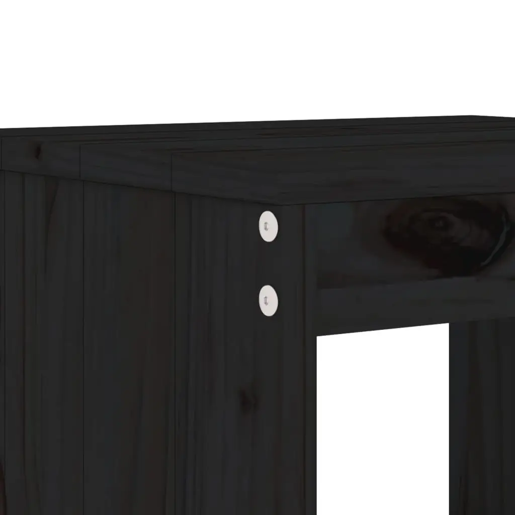 5 Piece Black Solid Pine Wood Outdoor Dining Set Garden Patio Table and Stools