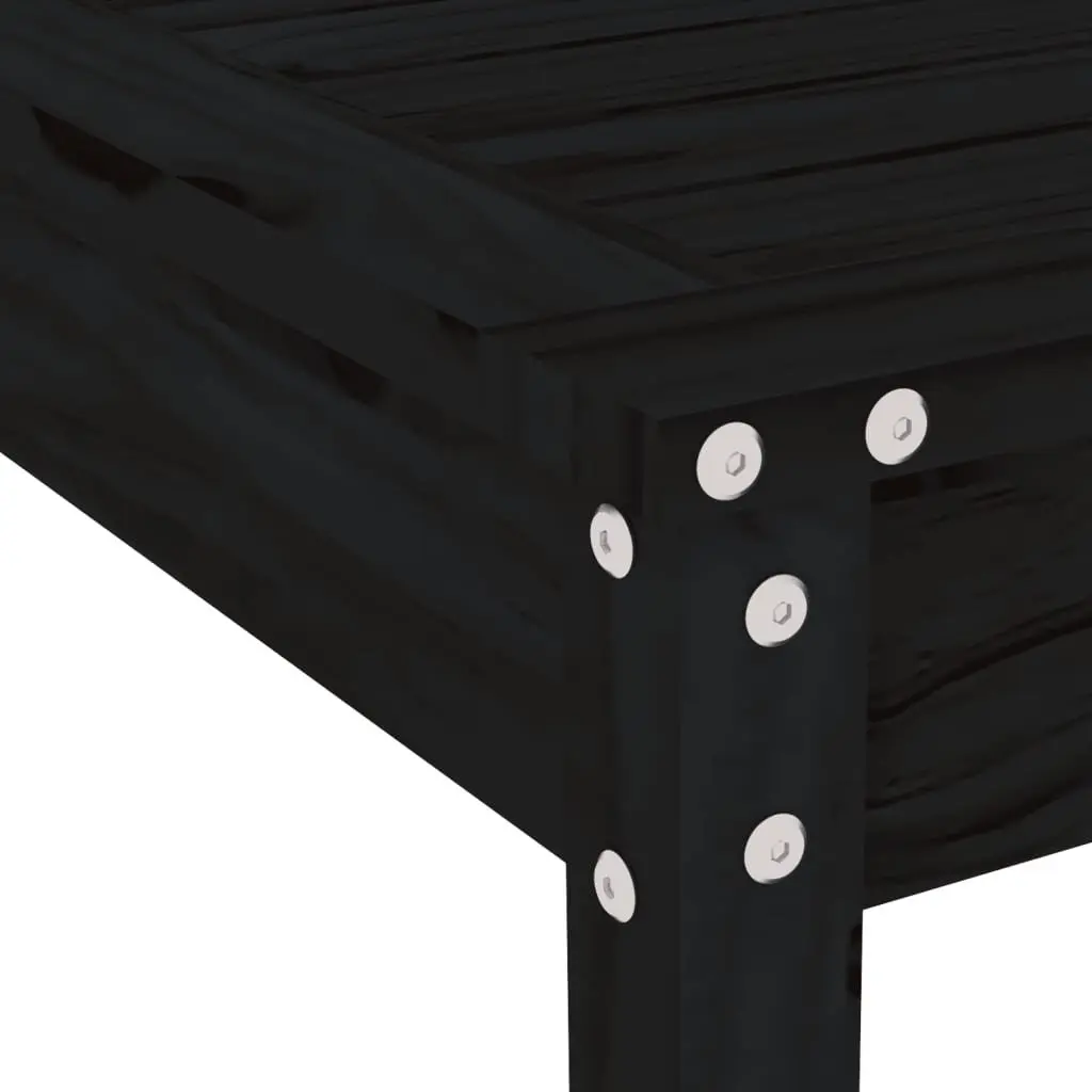 5 Piece Black Solid Pine Wood Outdoor Dining Set Garden Patio Table and Stools