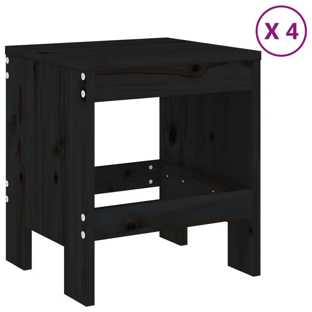 5 Piece Garden Patio Furniture Set Black Solid Pine Wood Outdoor Dining Table and Stools