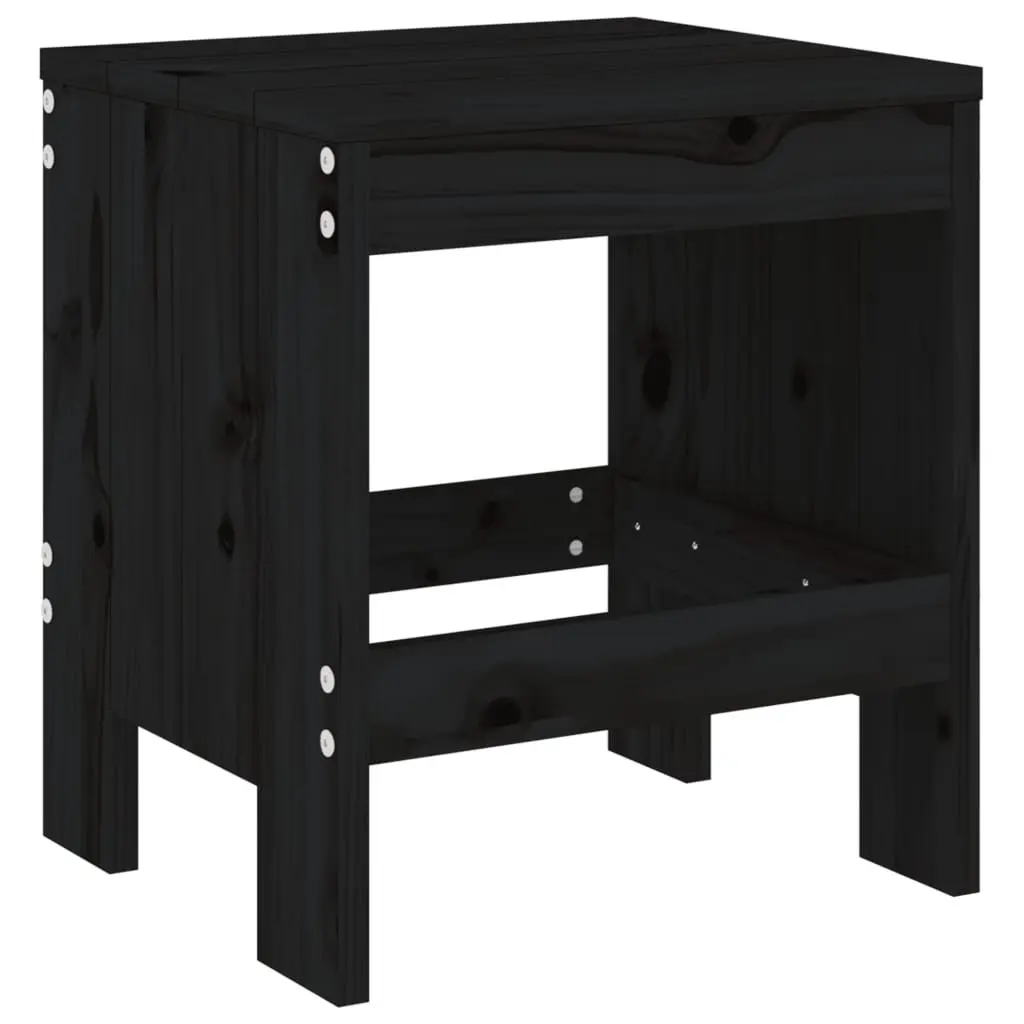 5 Piece Garden Patio Furniture Set Black Solid Pine Wood Outdoor Dining Table and Stools