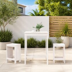Stylish White Wooden Outdoor Bar Set for Entertaining