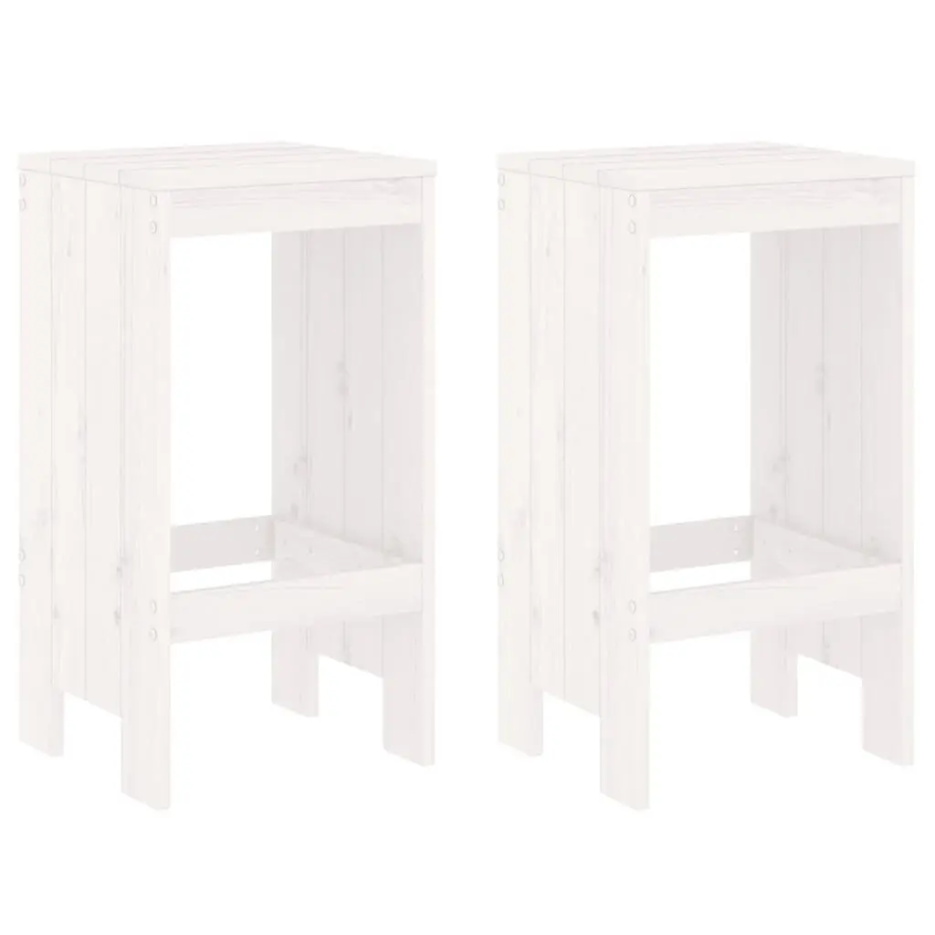 Garden Bar Set Outdoor Furniture 3 Piece White Wooden Patio Stools Table