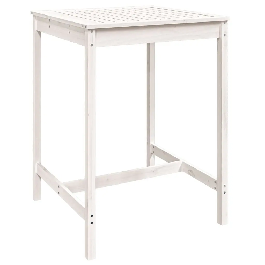 Garden Bar Set Outdoor Furniture 3 Piece White Wooden Patio Stools Table