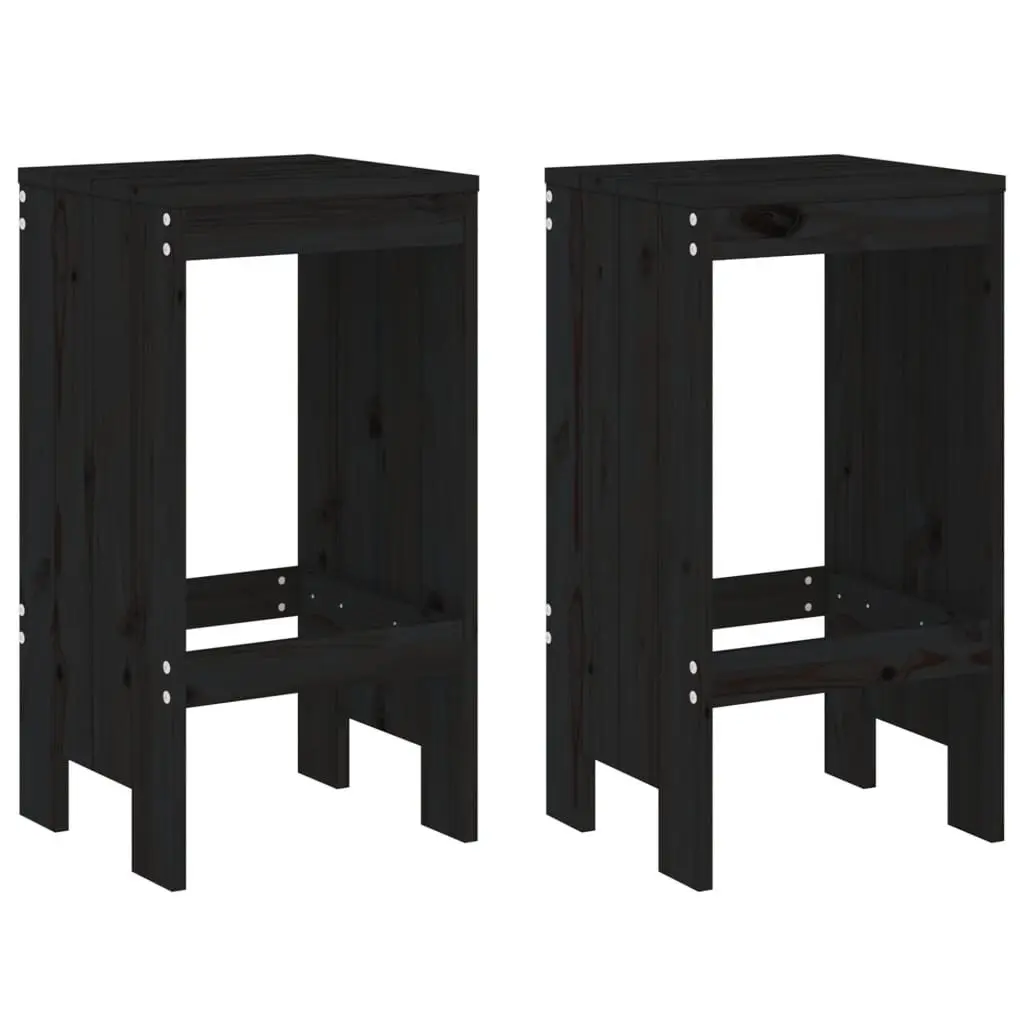 Garden Bar Set 3 Piece Outdoor Patio Furniture Black Wood Stools Table