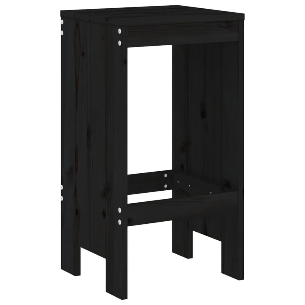 Garden Bar Set 3 Piece Outdoor Patio Furniture Black Wood Stools Table