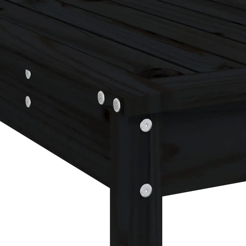 Garden Bar Set 3 Piece Outdoor Patio Furniture Black Wood Stools Table