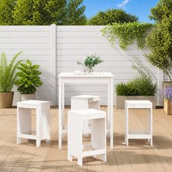 Comfortable and Durable 5 Piece White Wood Garden Bar Set