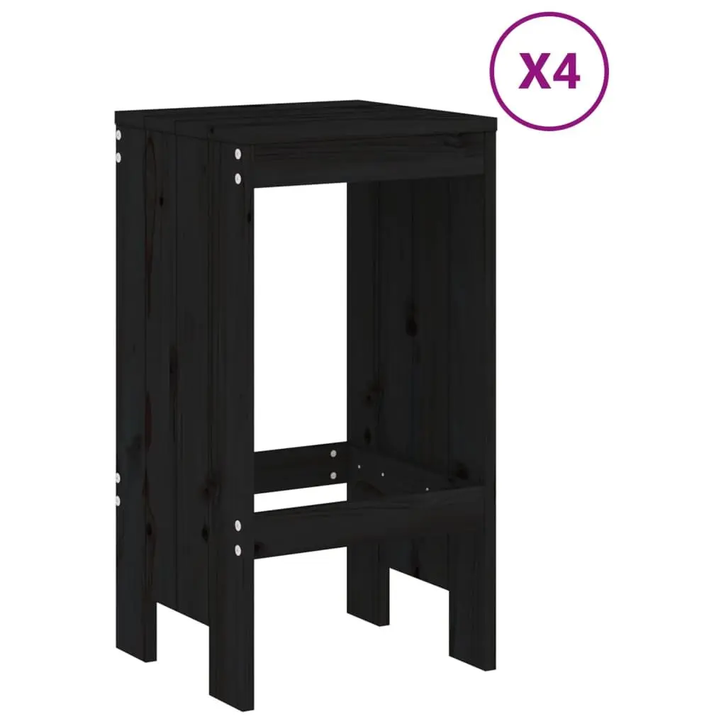 Garden Bar Set Outdoor Patio Furniture 5 Piece Black Wooden Stools Table