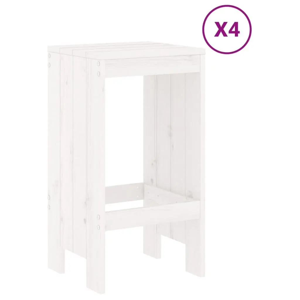 Garden Bar Set Outdoor Dining 5 Piece White Wood Patio Furniture