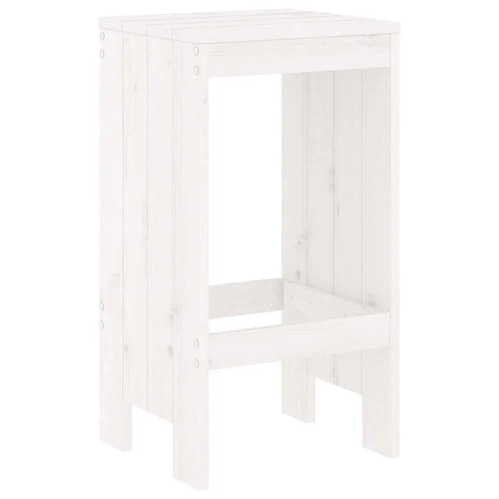 Garden Bar Set 7 Piece White Outdoor Furniture Patio Dining Solid Wood Stools