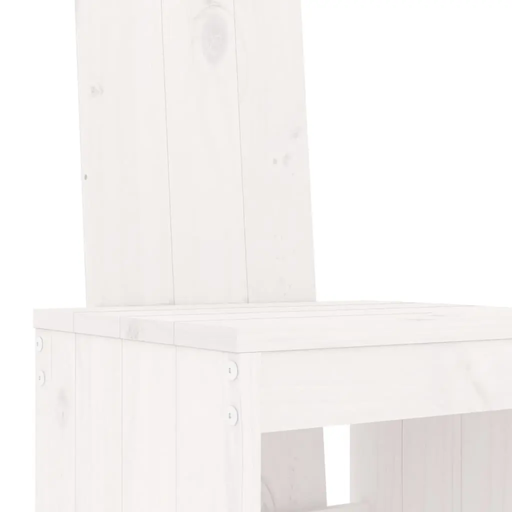 Garden Bar Set 3 Piece Outdoor Patio Furniture White Solid Pine Wood Stools