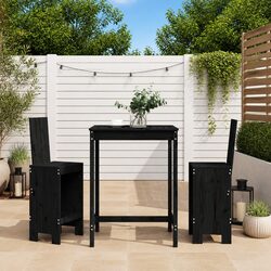 Practical 3-Piece Outdoor Black Wood Bar Set
