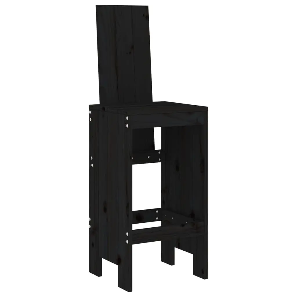 Garden Bar Set Outdoor Furniture 3 Piece Black Wood Patio Dining Stools Table
