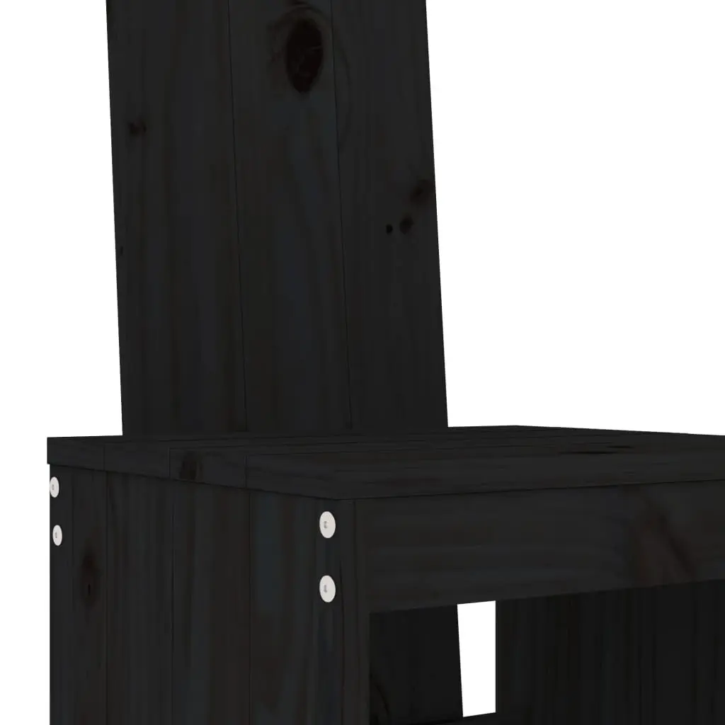 Garden Bar Set Outdoor Furniture 3 Piece Black Wood Patio Dining Stools Table