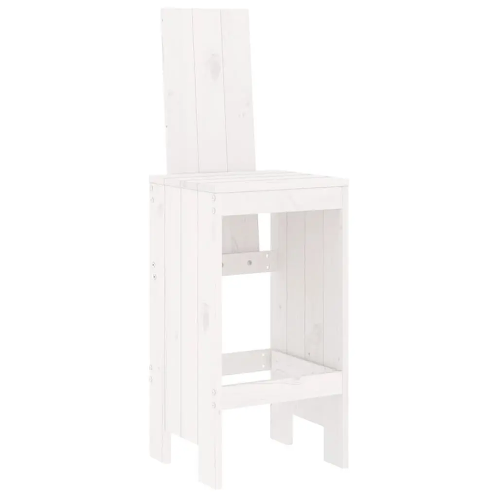 Garden Bar Set 5 Piece Outdoor Patio Furniture White Wood Stool Table Seating