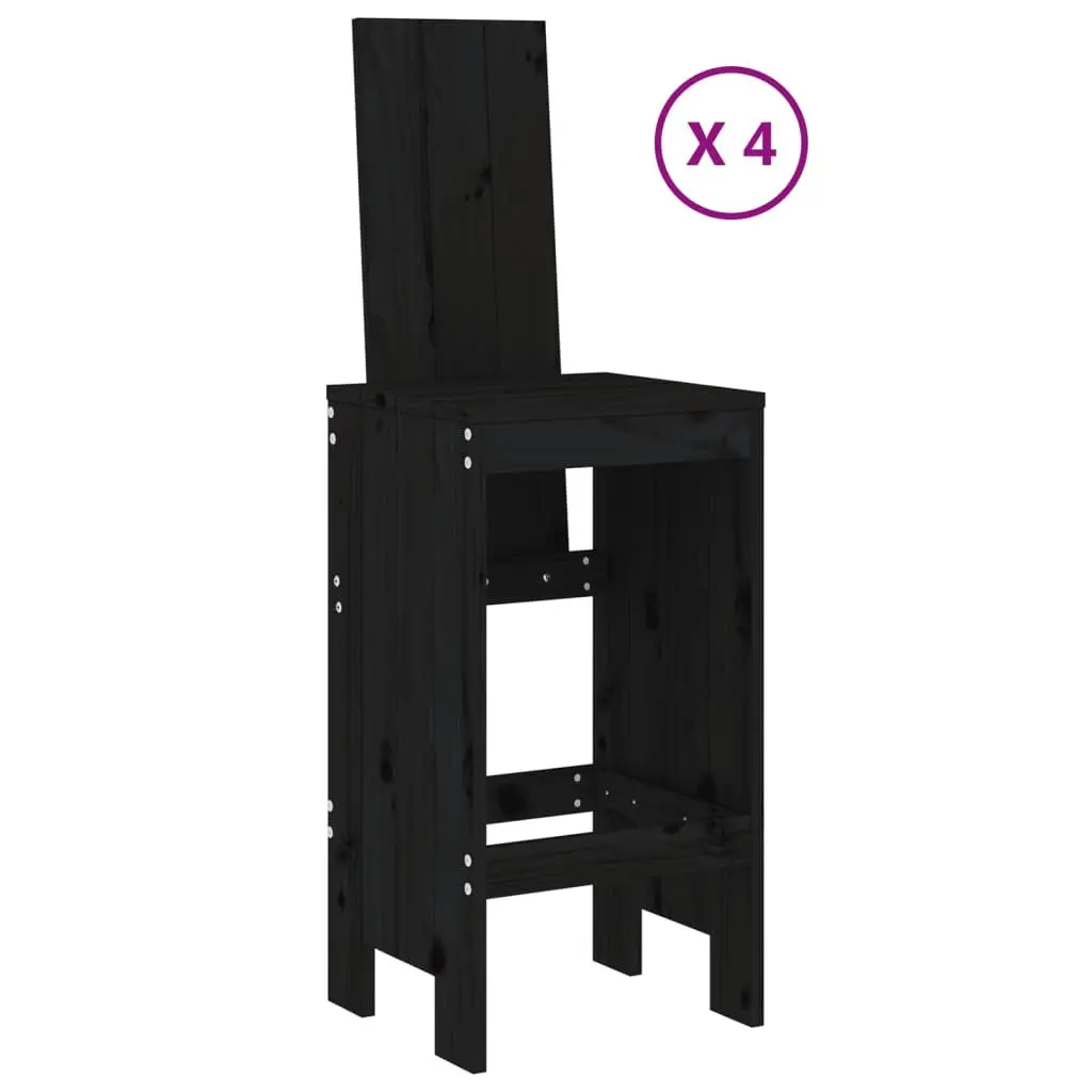 Garden Bar Set Black Solid Wood Pine Outdoor Patio Furniture 5 Piece