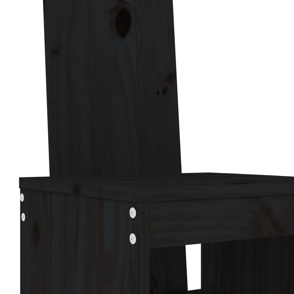 Garden Bar Set Black Solid Wood Pine Outdoor Patio Furniture 5 Piece