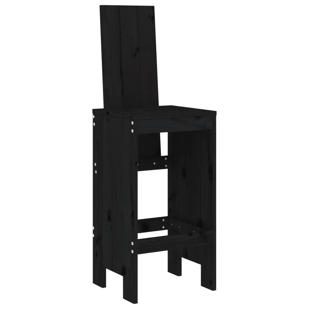 Garden Bar Set Outdoor Dining 5 Piece Solid Wood Pine Black
