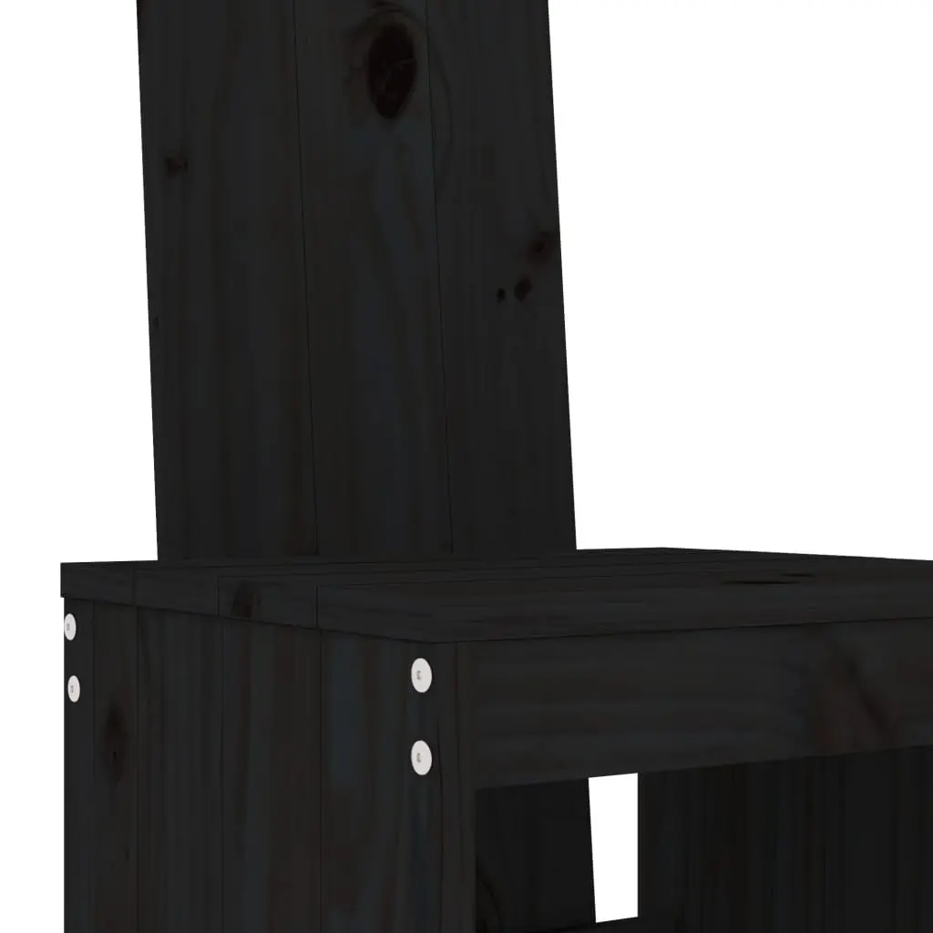 Garden Bar Set Outdoor Dining 5 Piece Solid Wood Pine Black