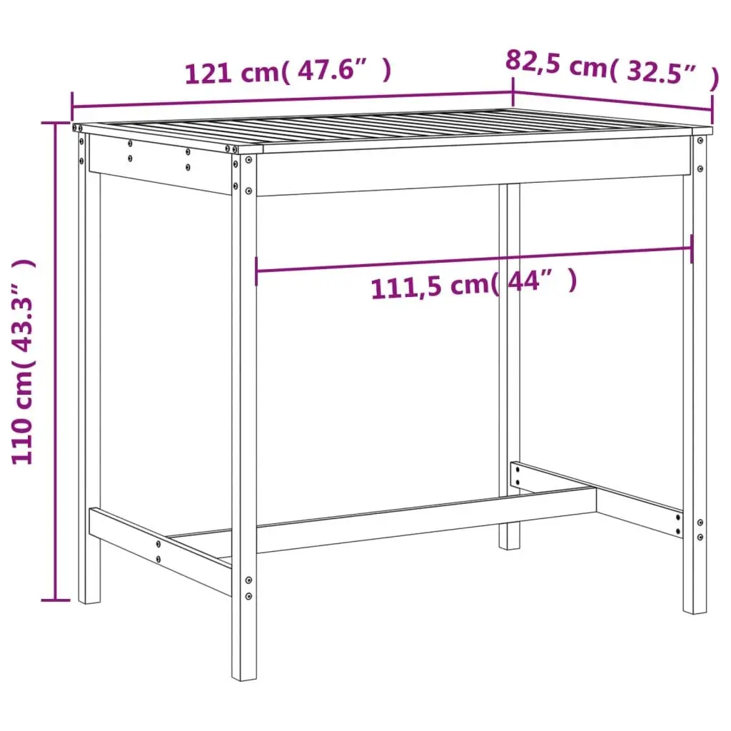 Garden Bar Set Outdoor Dining 5 Piece Solid Wood Pine Black