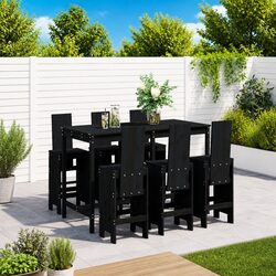 Comfortable and Practical 7-Piece Bar Set in Black Wood