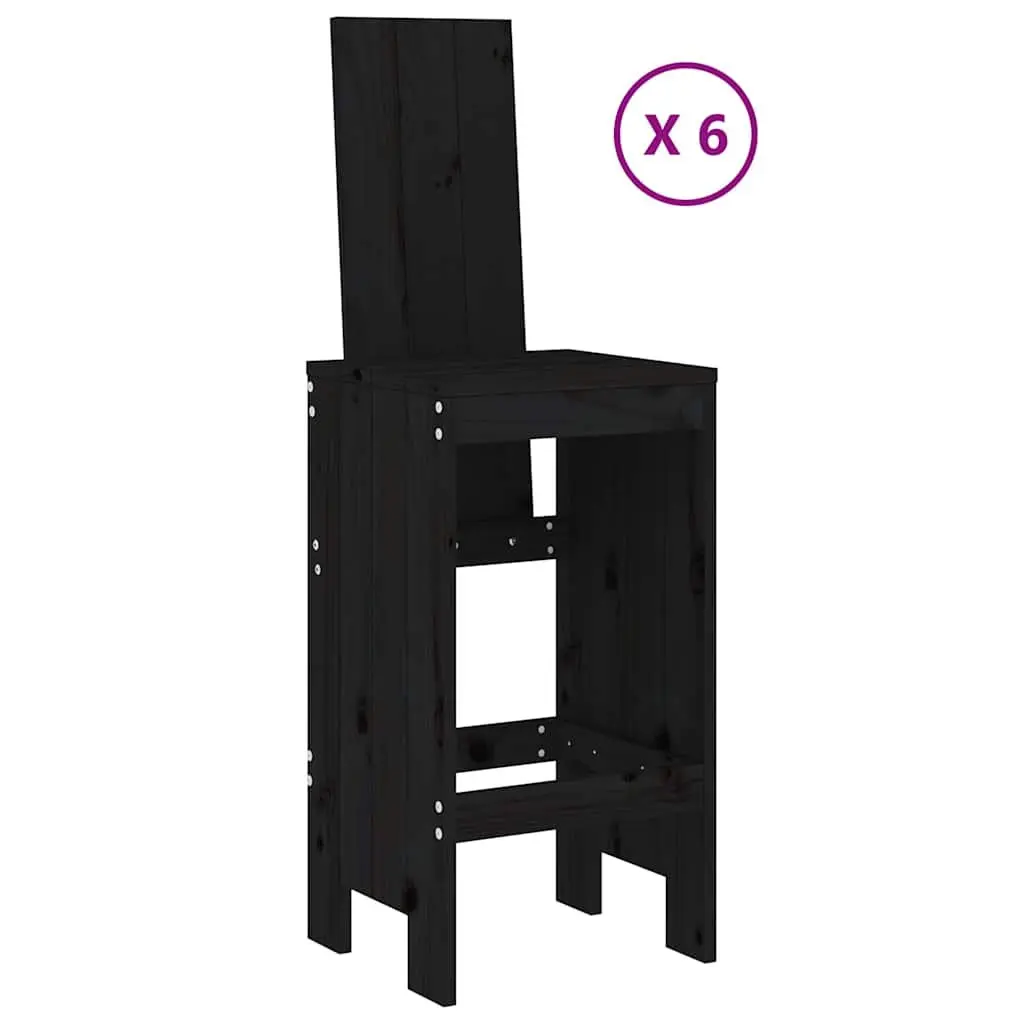 7-Piece Bar Set in Black Wood