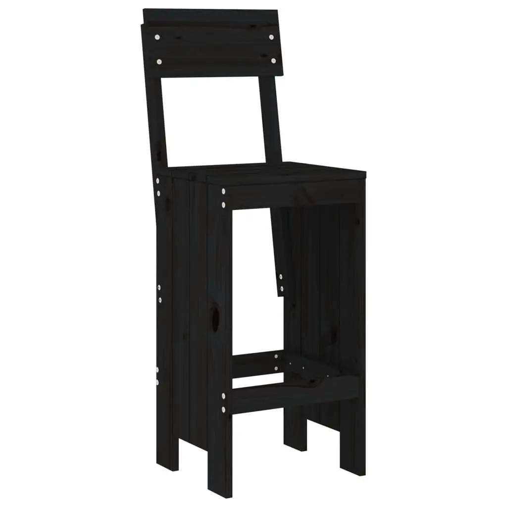 Garden Bar Set Outdoor Furniture 5 Piece Black Wood Patio Dining Stools