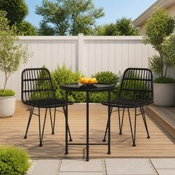 Reliable 3-Piece Black Dining Set for Your Patio