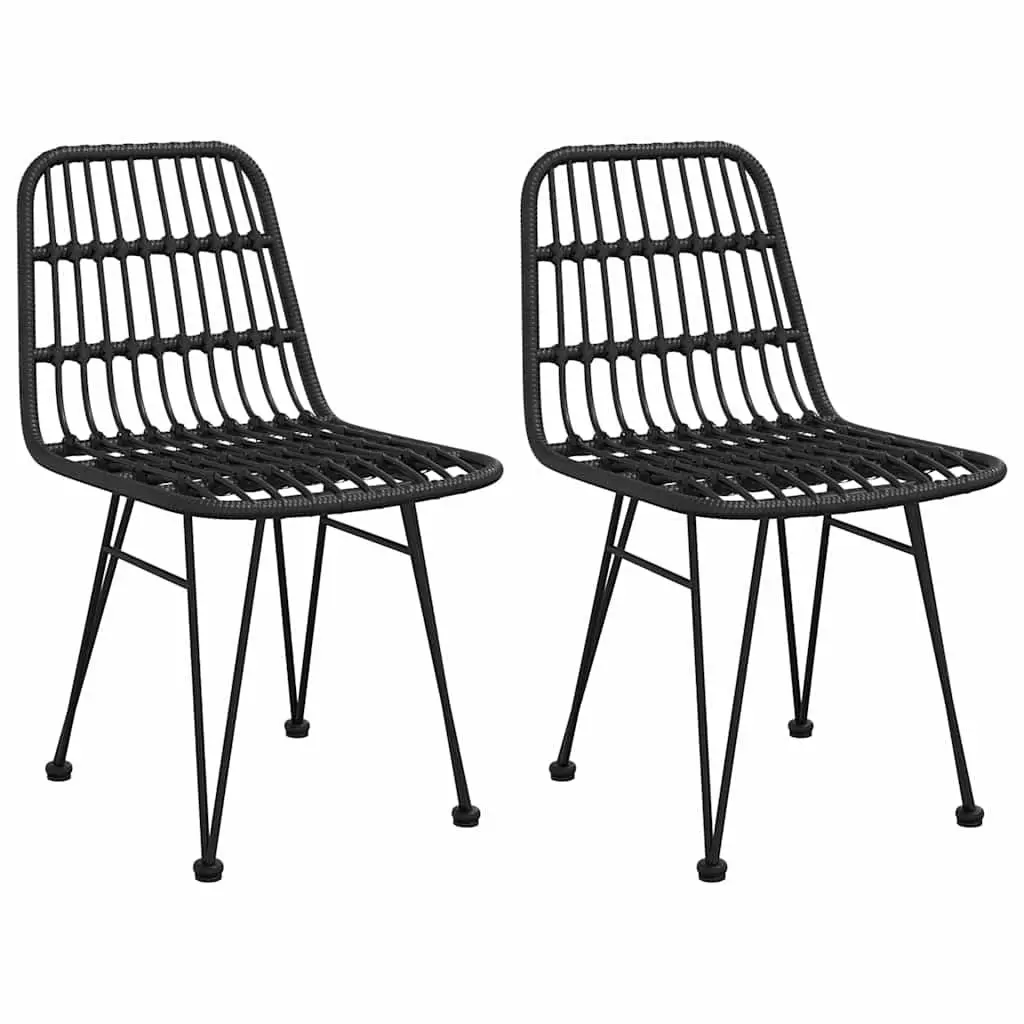 Garden Dining Set 3 Piece Black Poly Rattan Patio Furniture Outdoor Table Chairs