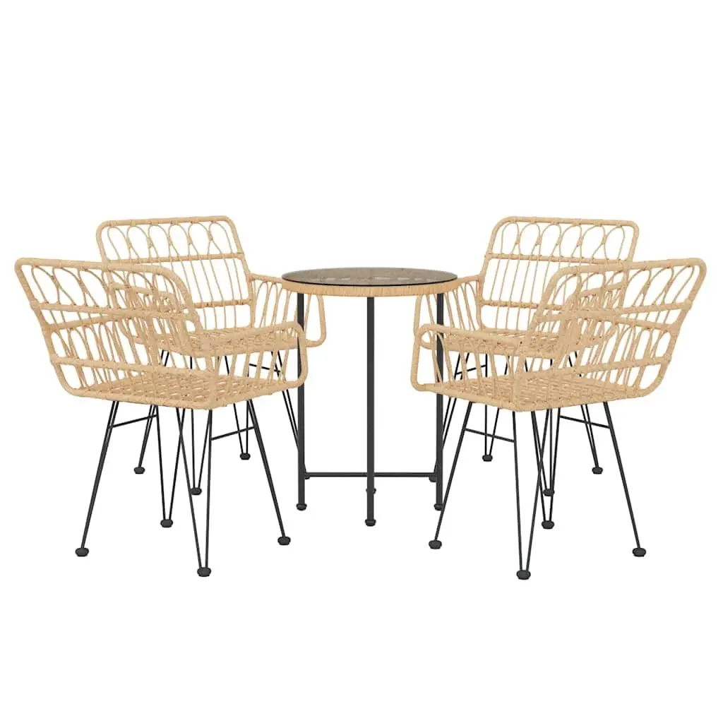 5 Piece Outdoor Garden Dining Set Brown Patio Furniture Table Chairs