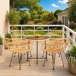 Reliable 5 Piece Outdoor Dining Set in Brown