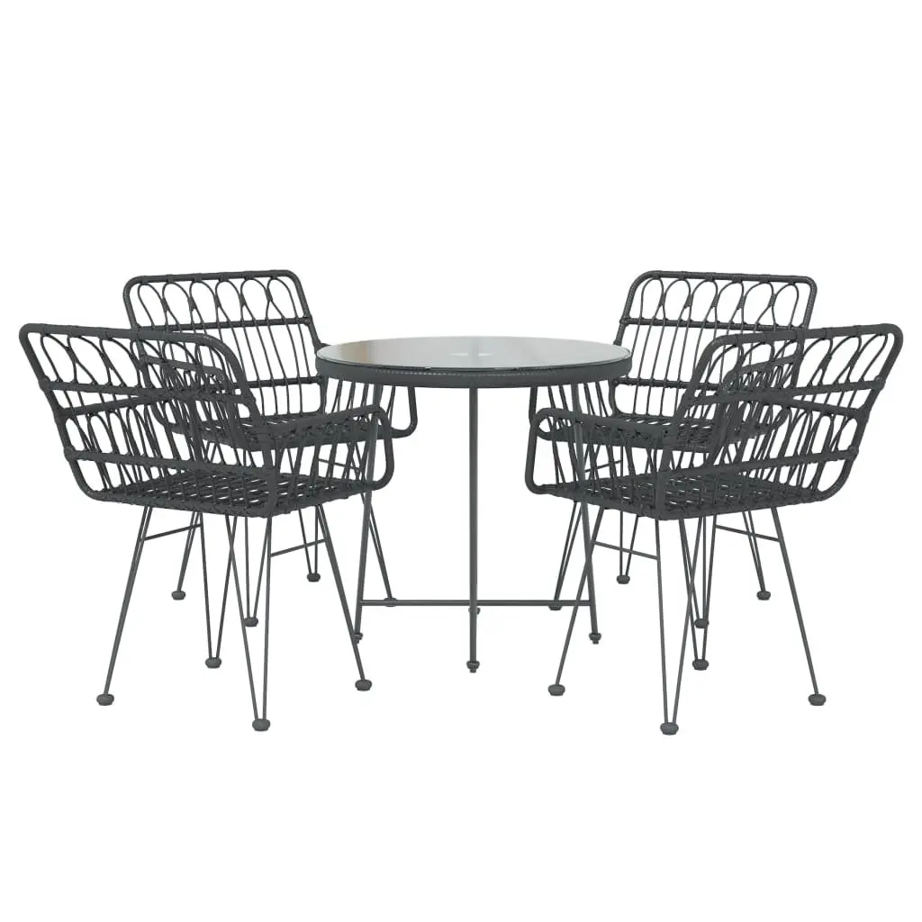 5 Piece Garden Dining Set Black Outdoor Furniture Patio Table Chairs