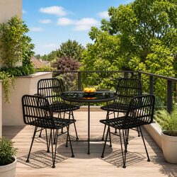 Reliable Black 5 Piece Outdoor Dining Set for Comfort