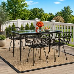 Comfortable 5 Piece Black Rattan Garden Dining Set