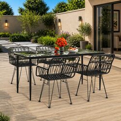 Comfortable 5 Piece Rattan Garden Dining Set