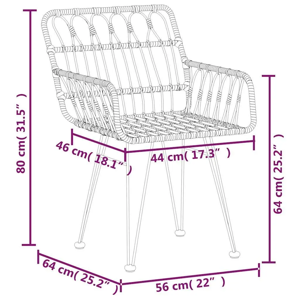 7 Piece Garden Dining Set Black Outdoor Patio Furniture with Chairs Table
