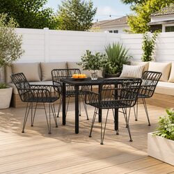 Reliable 5 Piece Black Rattan Dining Set for Your Outdoors