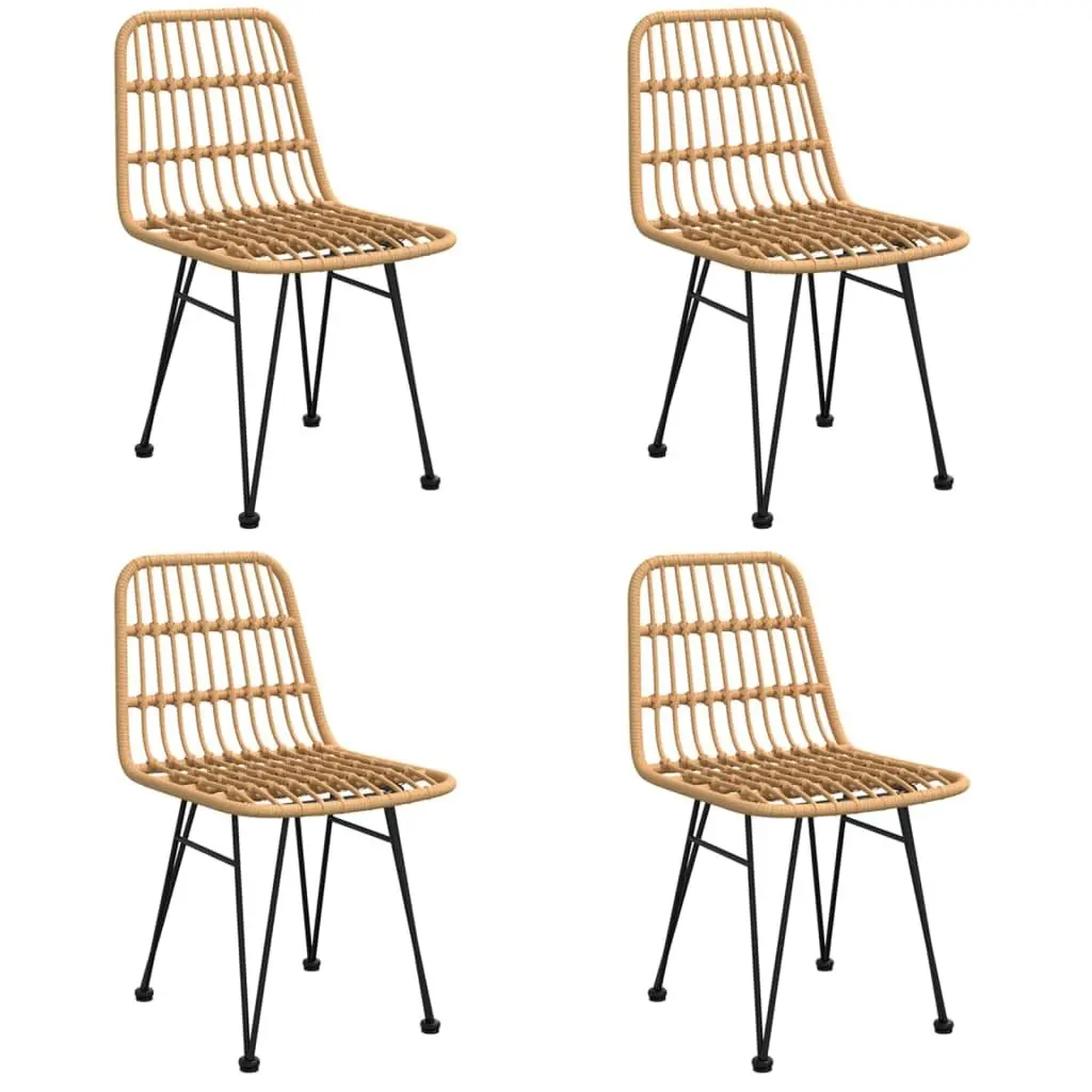 5 Piece Garden Dining Set Outdoor Patio Furniture Brown Poly Rattan