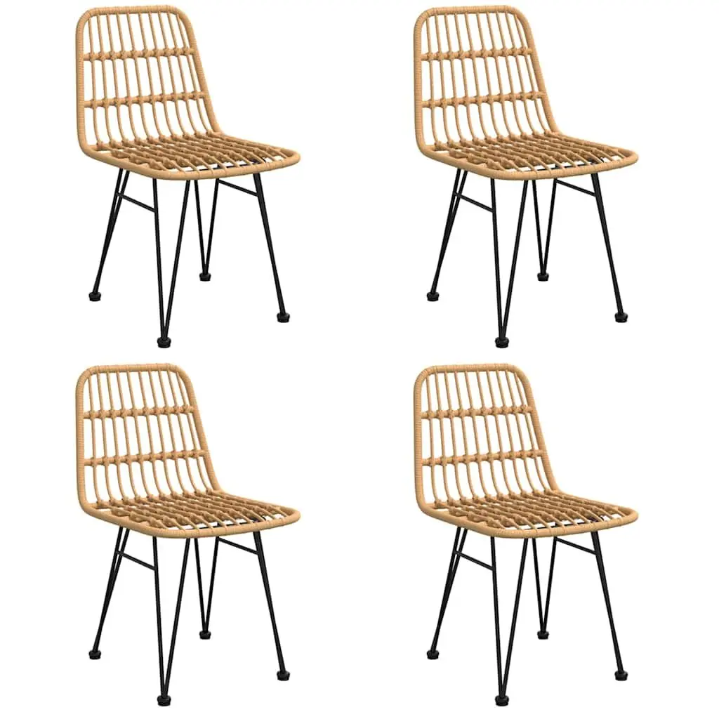 Outdoor Dining Set 5 Piece Patio Furniture Brown Poly Rattan Table and Chairs