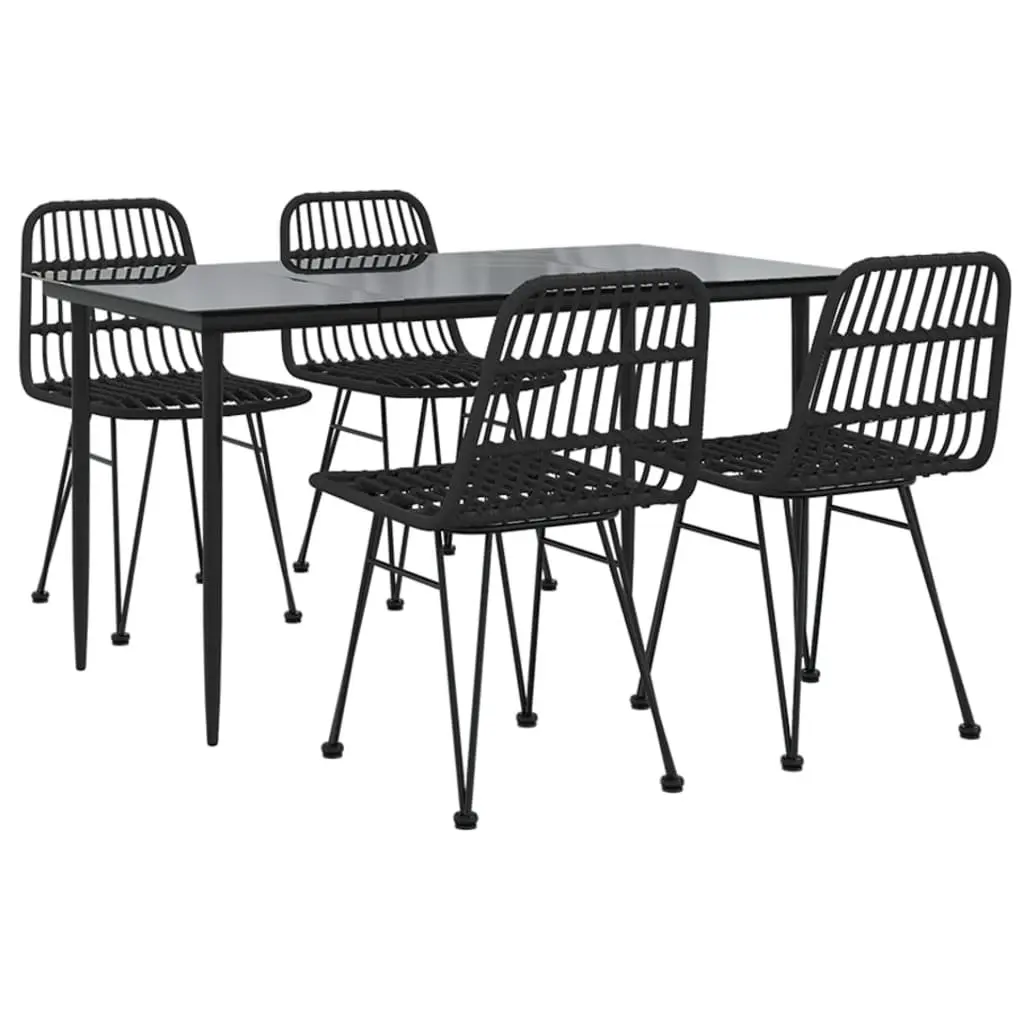 5 Piece Garden Dining Set Outdoor Dining Table Chairs Black