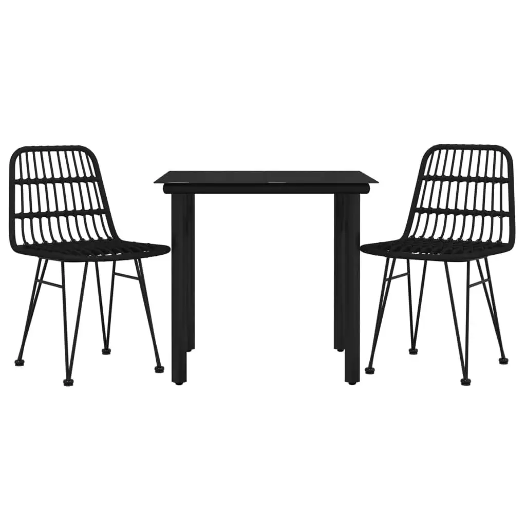 Outdoor Dining Set Garden Patio Furniture 3 Piece Table Chairs Black