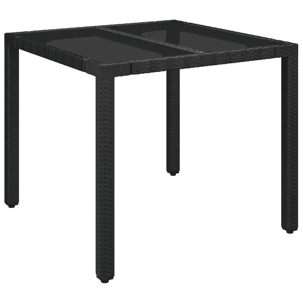 5 Piece Outdoor Dining Set Garden Furniture Black Poly Rattan Table Chairs