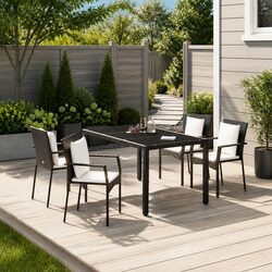 Value-Driven 5 Piece Black Rattan Dining Set for Outdoors