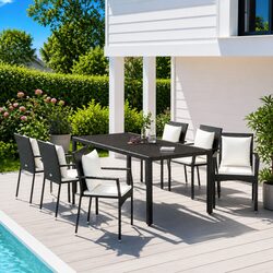 7 Piece Garden Dining Set Outdoor Patio Furniture with Cushions Black