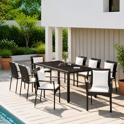 Reliable 9 Piece Garden Dining Set for Outdoor Comfort
