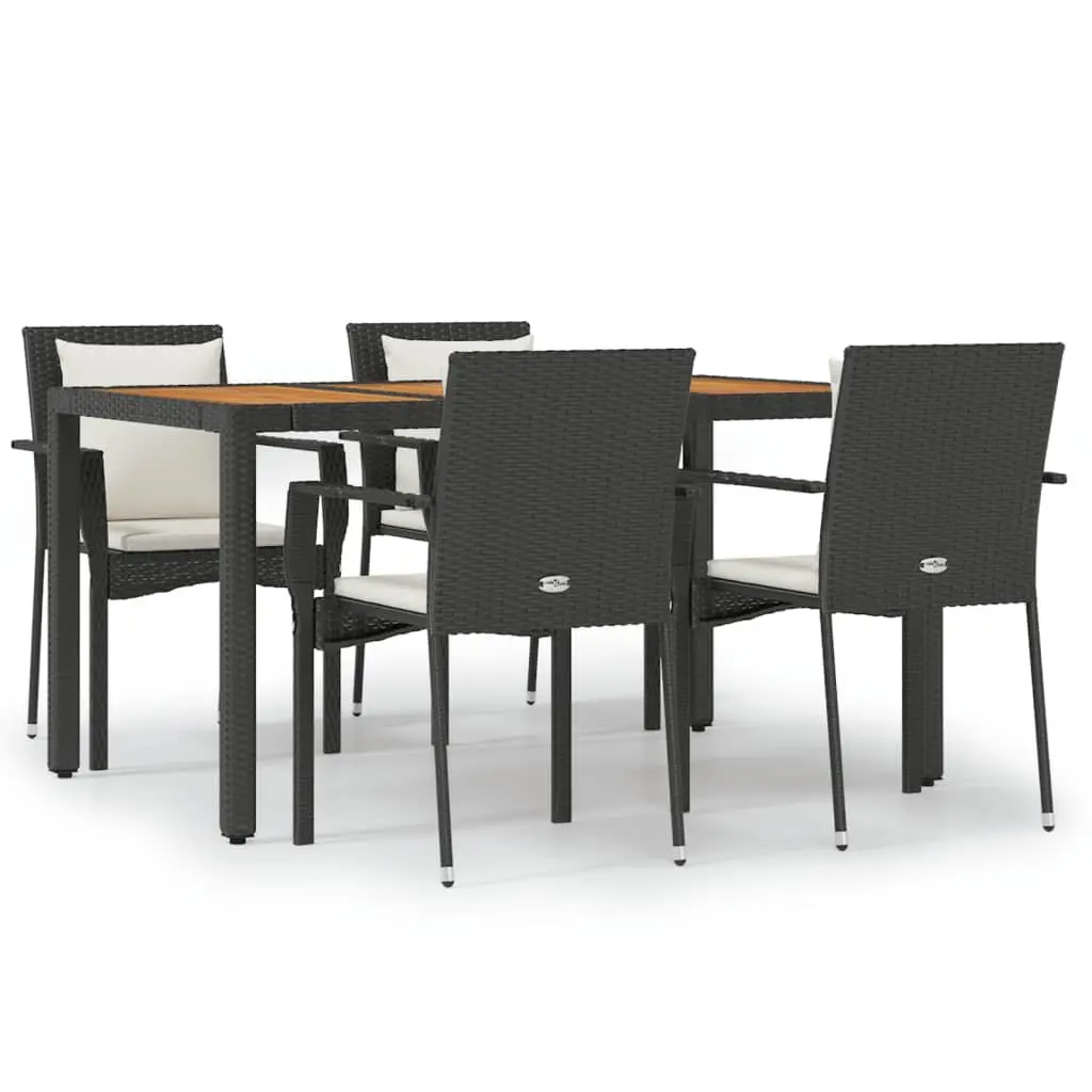 5 Piece Garden Dining Set Outdoor Patio Furniture Cushions Black