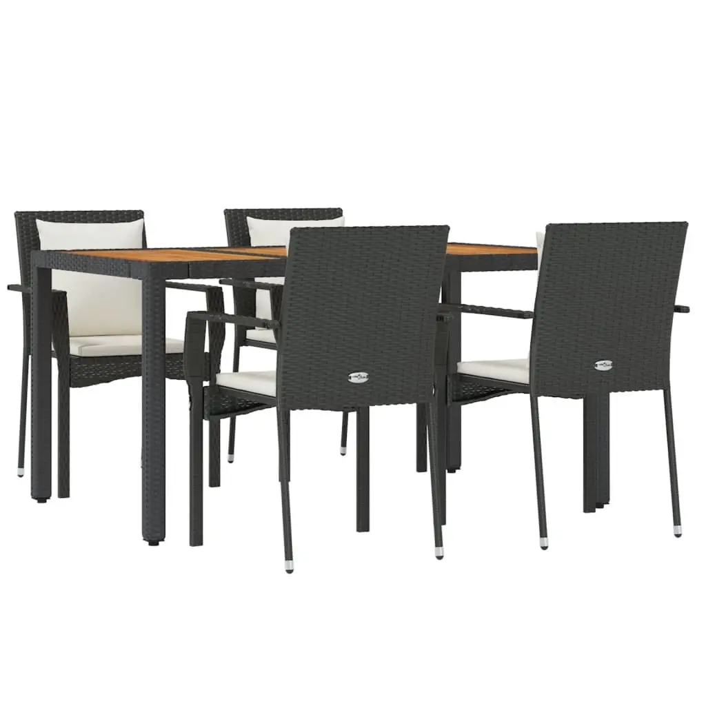 5 Piece Garden Dining Set Outdoor Patio Furniture Cushions Black