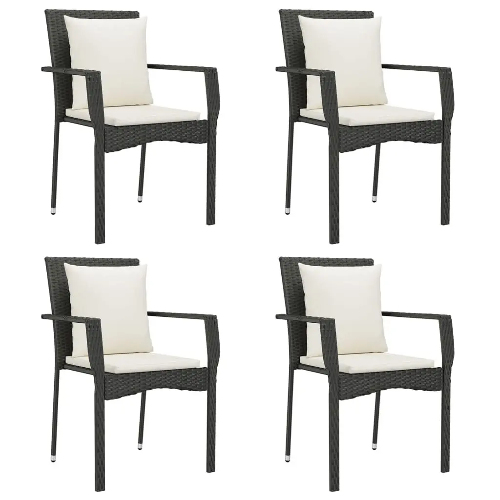 5 Piece Garden Dining Set Outdoor Patio Furniture Cushions Black