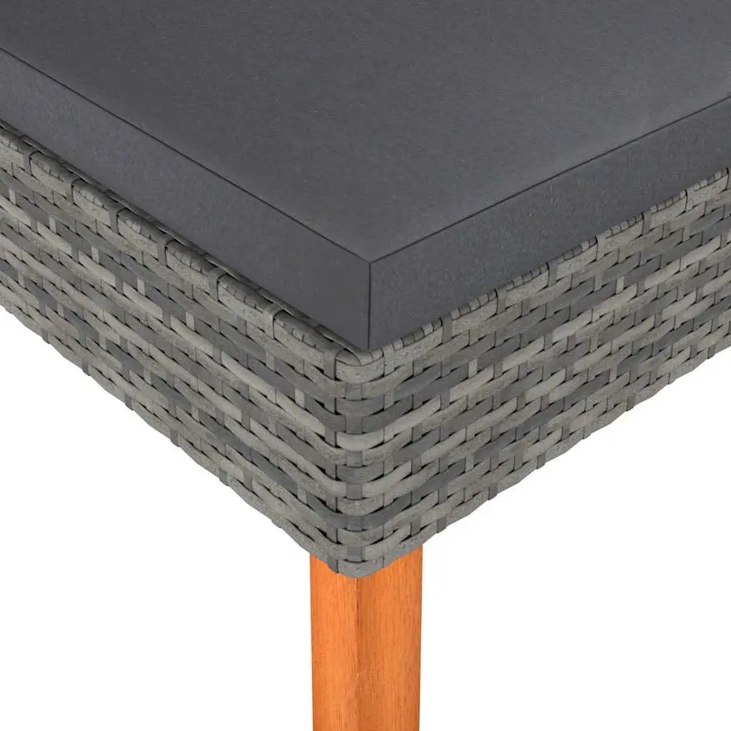 Outdoor Footstool Garden Relaxation PE Rattan Steel Frame Solid Wood Legs Grey