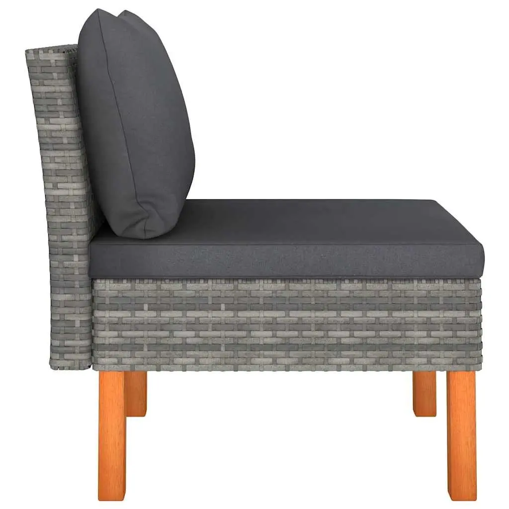 Modular Middle Sofa Sectional Outdoor Rattan Seating Unit Grey